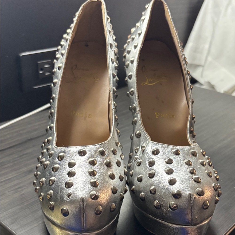 Christian Louboutin Silver Studded Heels